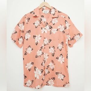 Unison Pale Orange Tropical Buttondown Shirt Size XL NWT